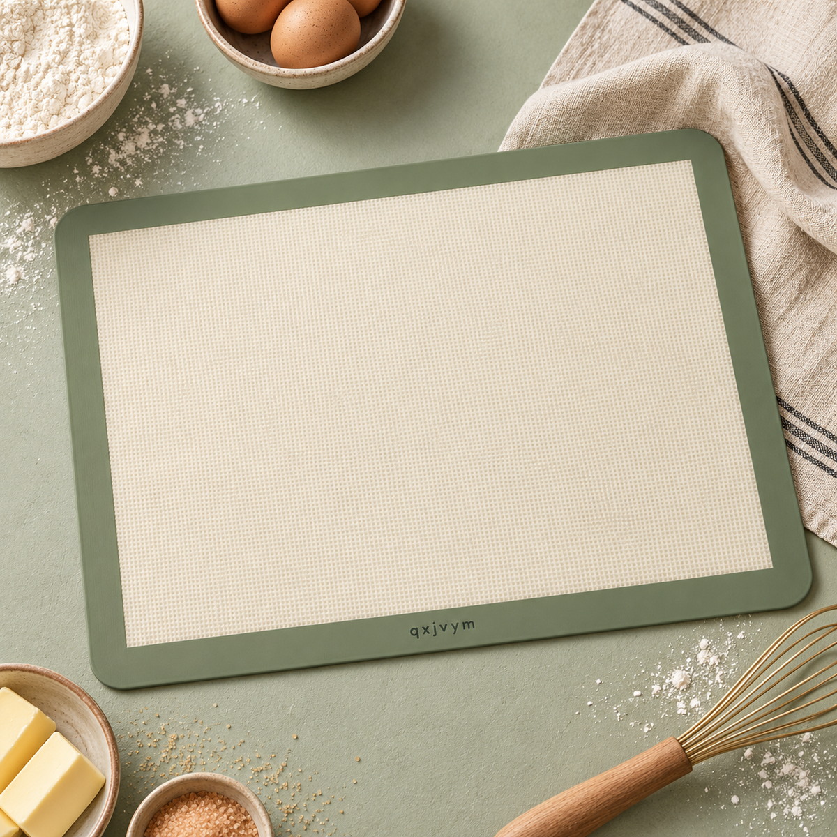 qxjvym Sage Border Baking Mat styled